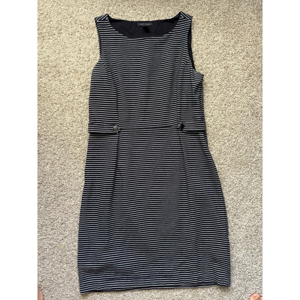 Tommy Hilfiger Navy White Striped Sheath Dress Medium Sleeveless